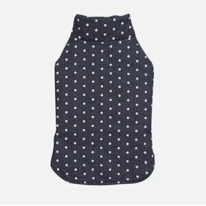 NET LAURA ASHLEY Reversible Quilted Navy Denim Dot Pattern Dog Coat XS